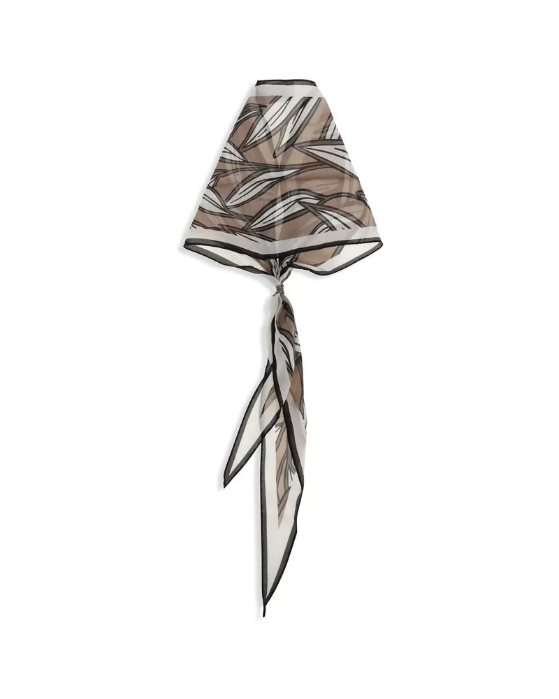 Brunello Cucinelli Tropical Print Silk Scarf — Beige Beige