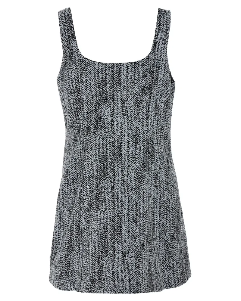 Ganni Cotton Tweed Mini Dress — Gray Gray
