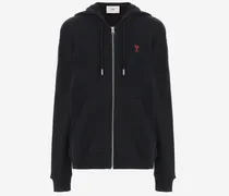 Cotton Zip-Up Hoodie — Black