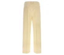 Tailored Cotton Gabardine Trousers — Cream
