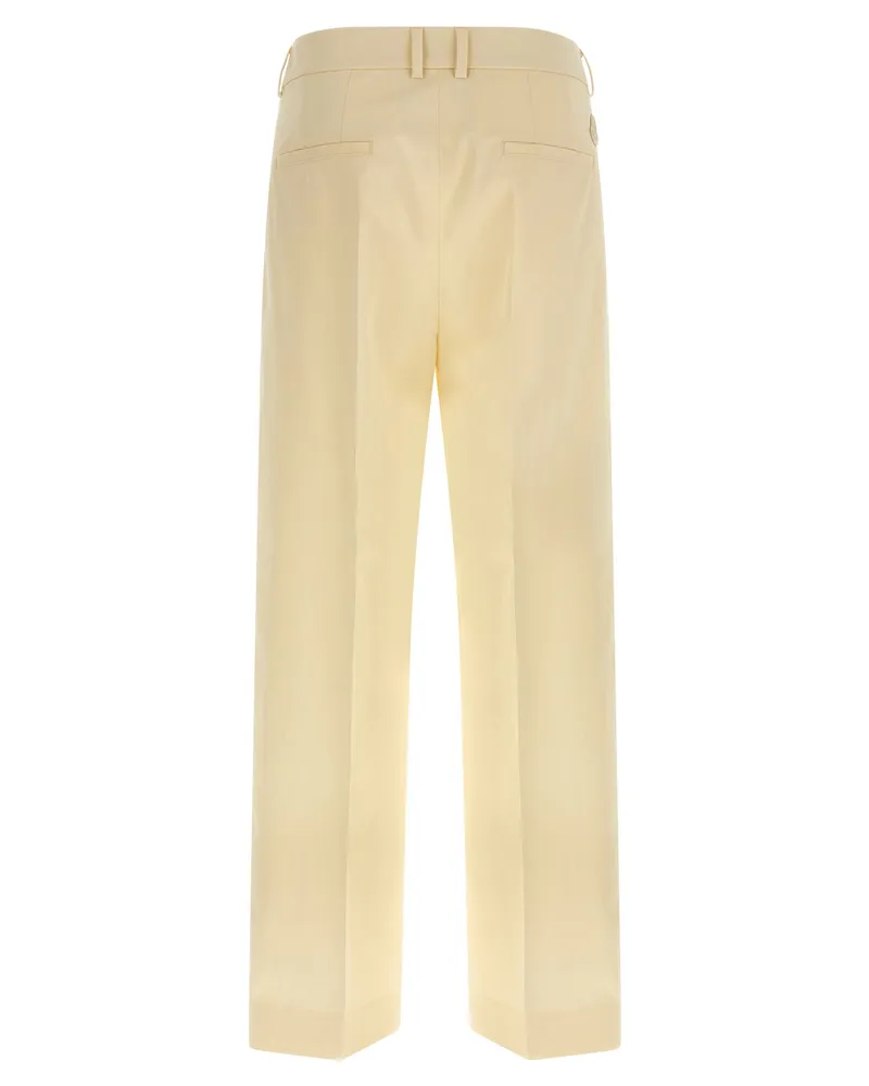 Moncler Tailored Cotton Gabardine Trousers — Cream Cream