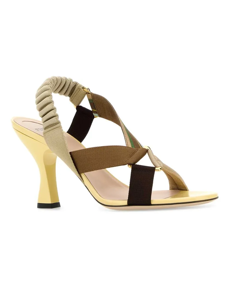 Fendi Women's Multicolor Fabric Colibrã¬ Iconic Sandals Conchig+woodacquamar Sandali Yellow
