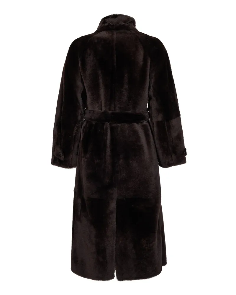 Brunello Cucinelli Shearling Belted Coat — Brown Brown