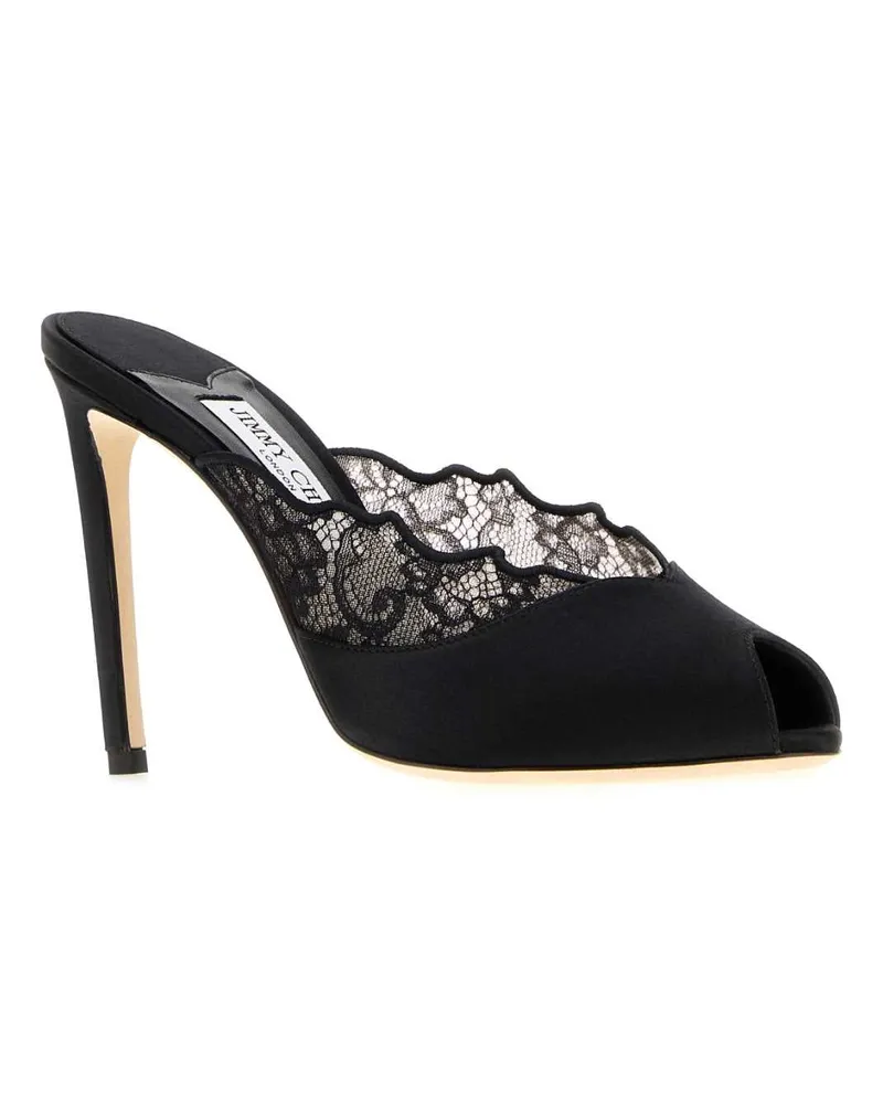 Jimmy Choo Women's Black Satin And Lace Brigitte Mules Blackblack Scarpe Con Tacco High Heel Shoes Black