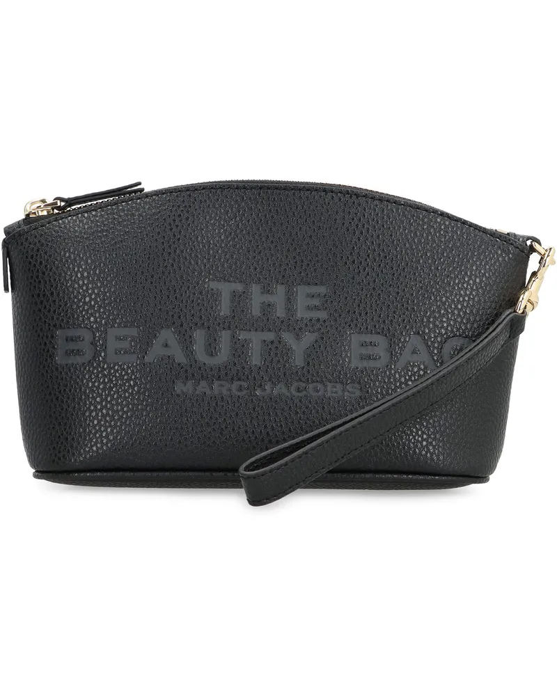 Marc Jacobs Women's Makeup Bag The Beauty Black Leather Cow Hide Make Up Black