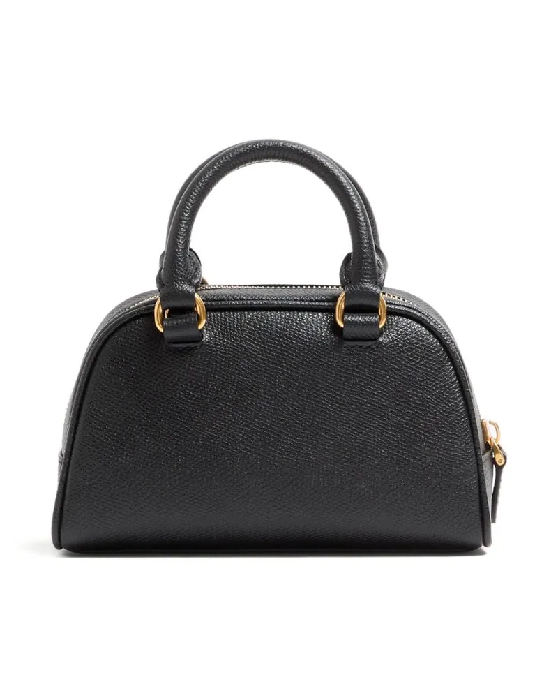 Valentino Garavani Grainy Leather VLogo Top Handle Bag — Black Black