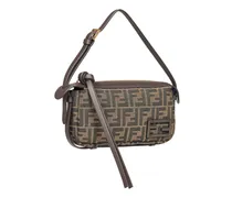 FF Jacquard Canvas Shoulder Bag — Brown