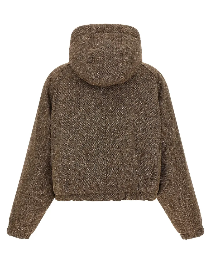 Brunello Cucinelli Donegal Tweed Down Jacket — brown Brown