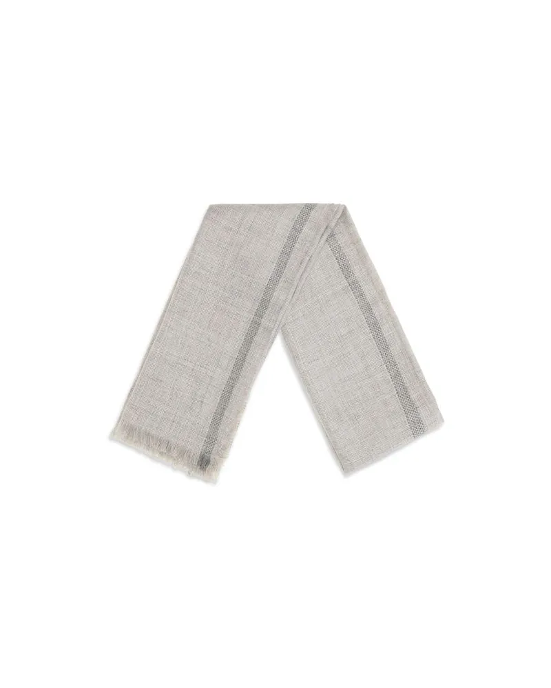 Brunello Cucinelli Men's Gray Linen Scarf Gray