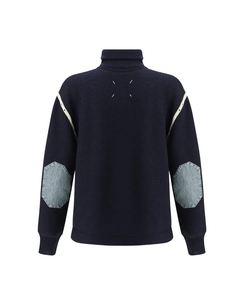 Maison Margiela Half-Zip Wool Sweater — Navy Navy
