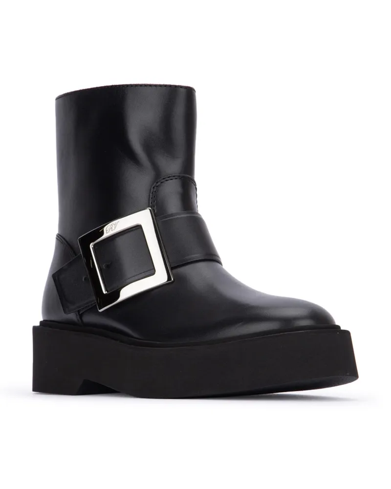 Roger Vivier Women's Viv Rangers High Met Bikers Bootie Nero Calfskin Fgl Stivali Boot Black