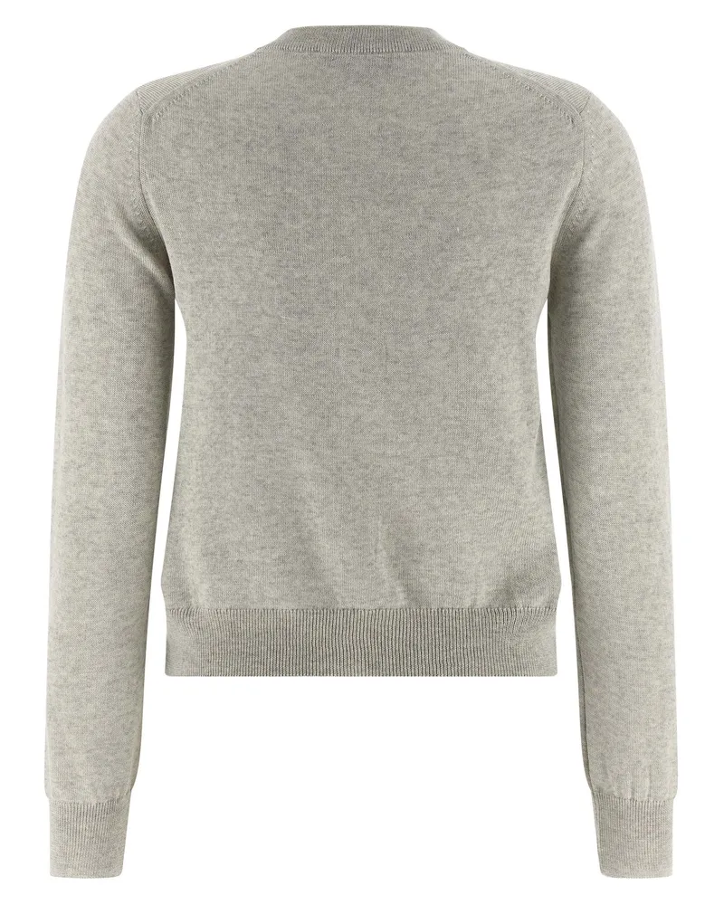 Kitsuné Extrafine Wool Baby Fox Patch Cardigan — Beige Beige