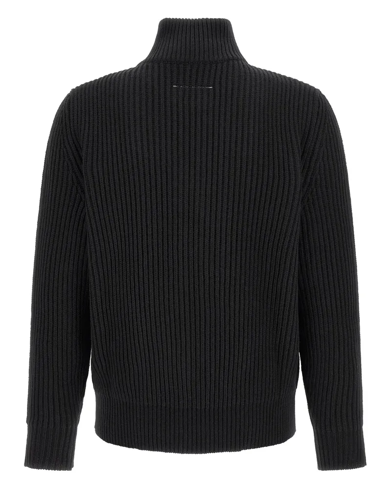 Maison Margiela Men's Black Wool Full-Length Jacket Clothing Black