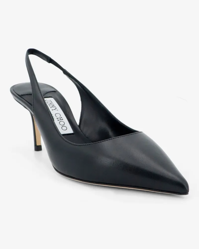 Jimmy Choo Women's Slingback Pumps Love 65 Leather Black High Heel Shoes Black