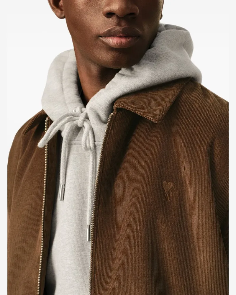 AMI Paris Cotton Harrington Jacket — Brown Brown