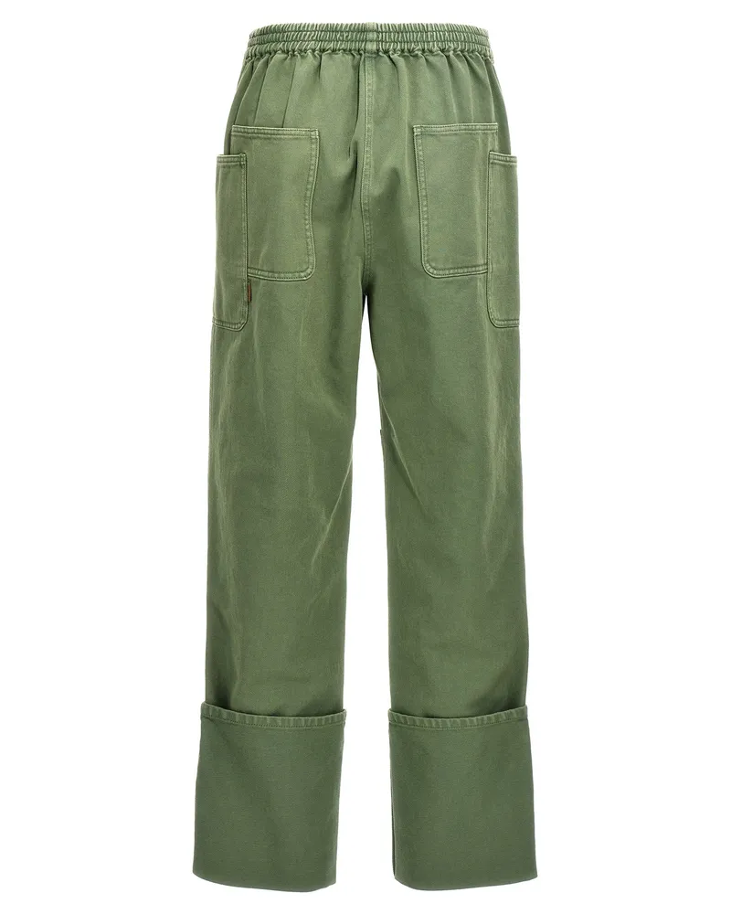 Max Mara Women's Bicolor Cotton Casual Pants Green