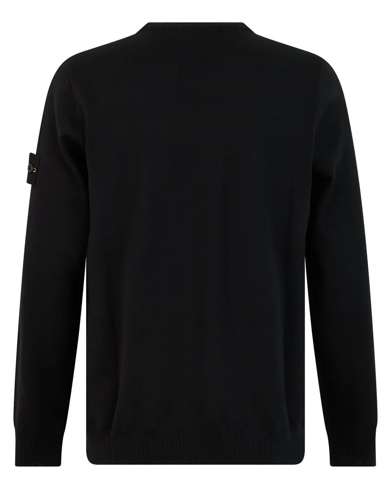 Stone Island Men's Virgin Wool Crew-Neck Sweater Black Sweatshirts Black