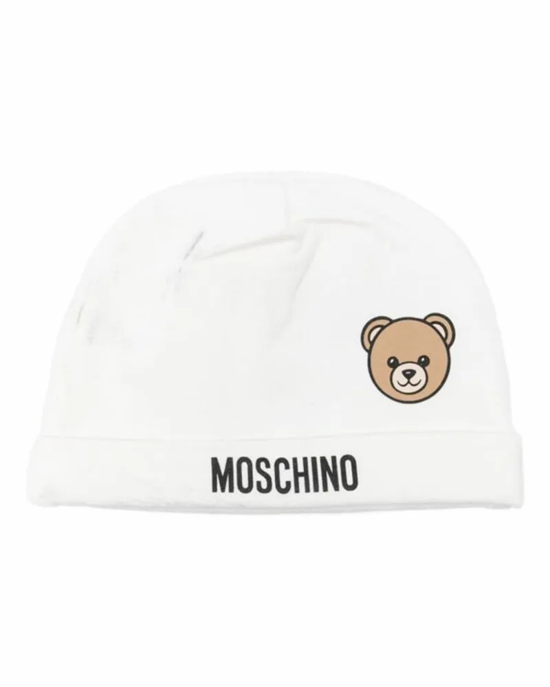 Moschino MUX05LB_LCA4010063 Bear Logo Cotton Beanie — White White
