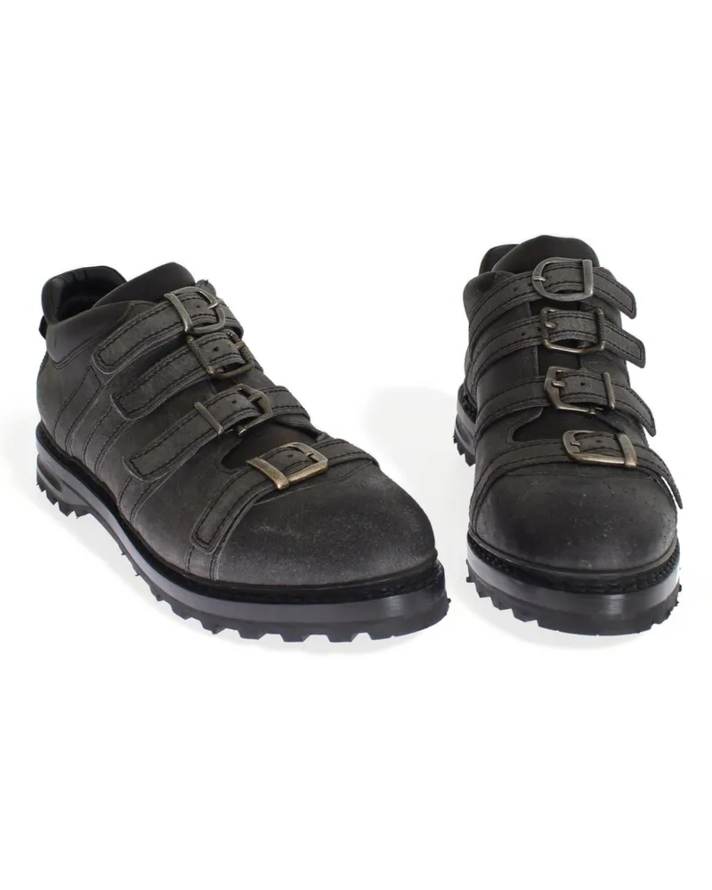 Dolce & Gabbana Men's Gray Leather Ankle Strap Shoes Boots Antilope Skin Gray