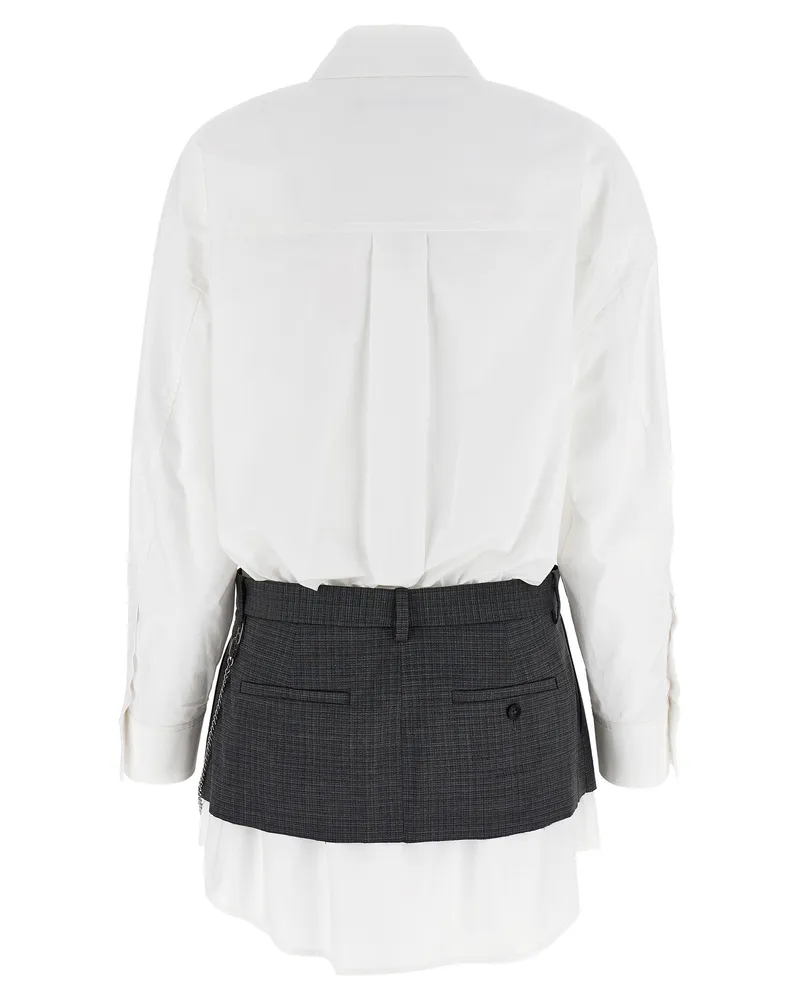 Alexander Wang Pre-styled Shirt Dress with Chain Skirt Dress — White White