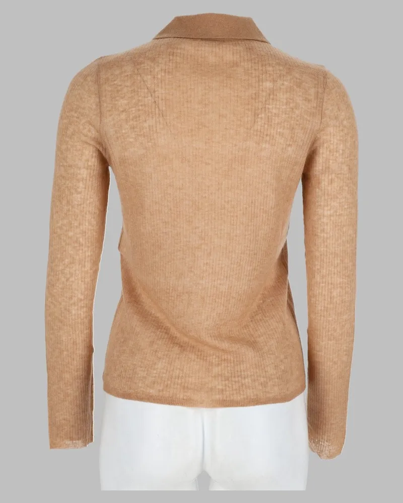 ASPESI Wool-Blend Polo Sweater — Beige Beige