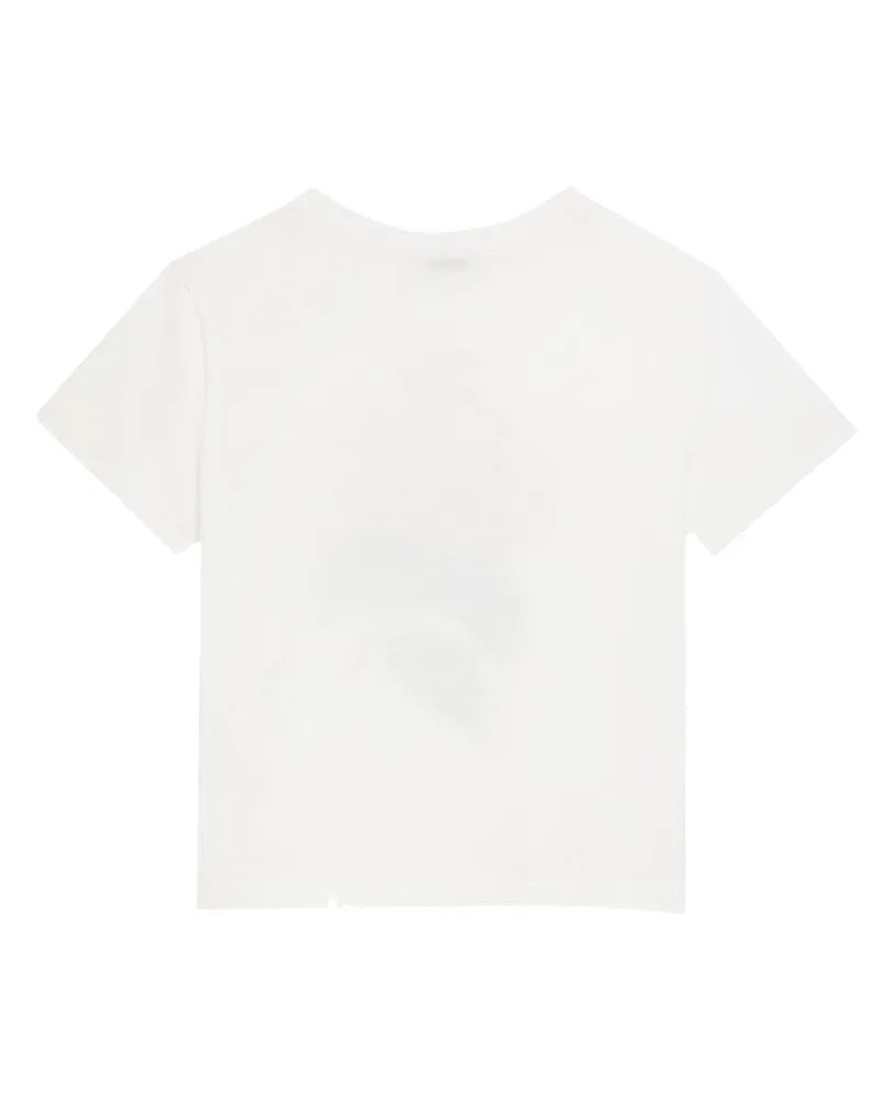 Dolce & Gabbana Logo-Embroidered Floral Print T-Shirt — White White