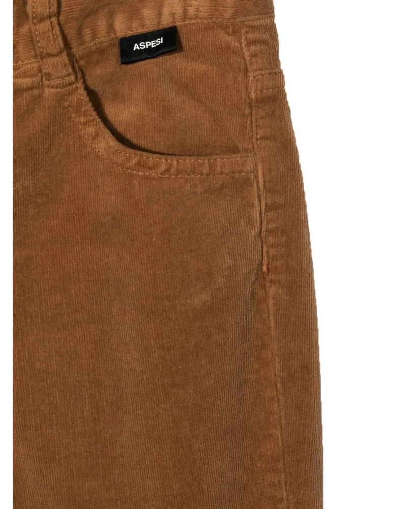 ASPESI Cotton-Elastane Wide-Leg Trousers — Brown Brown