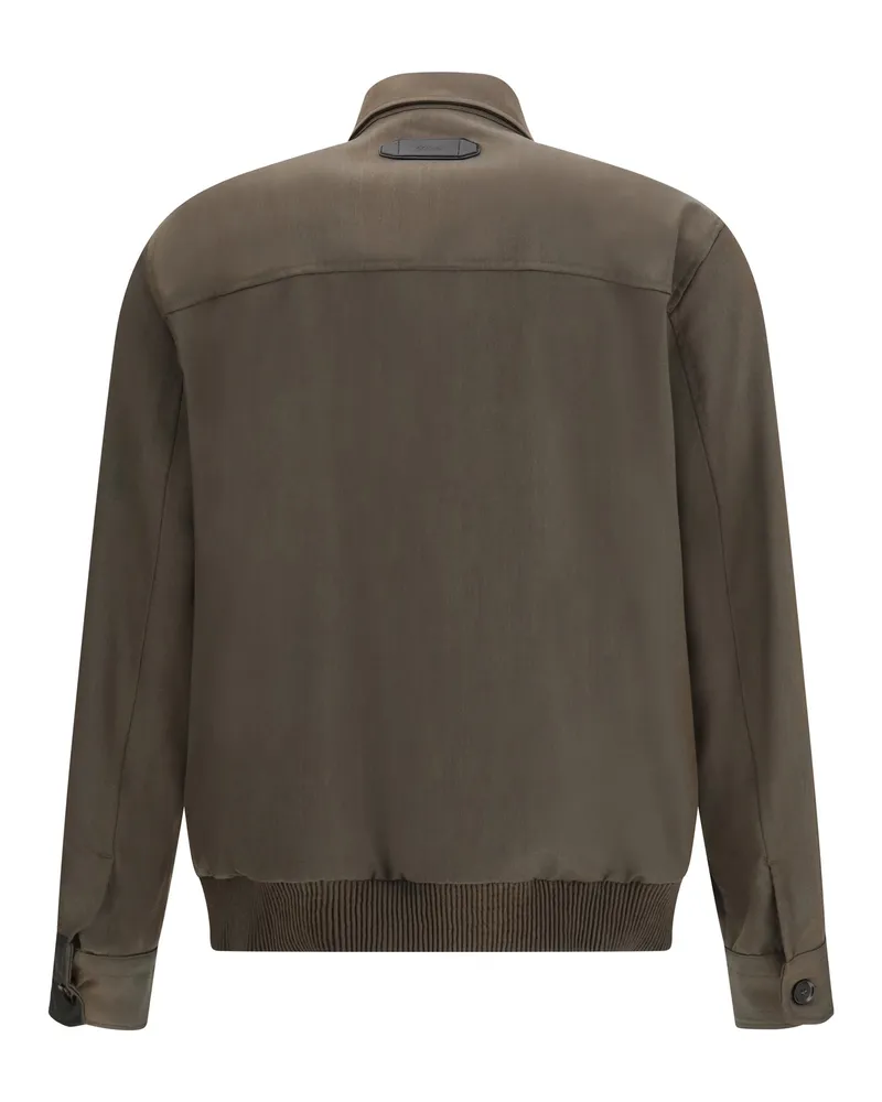 Brioni Men Wool Jacket Kaki Khaki