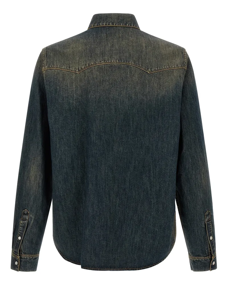 Fendi Vintage-Effect Denim Shirt — Blue Blue