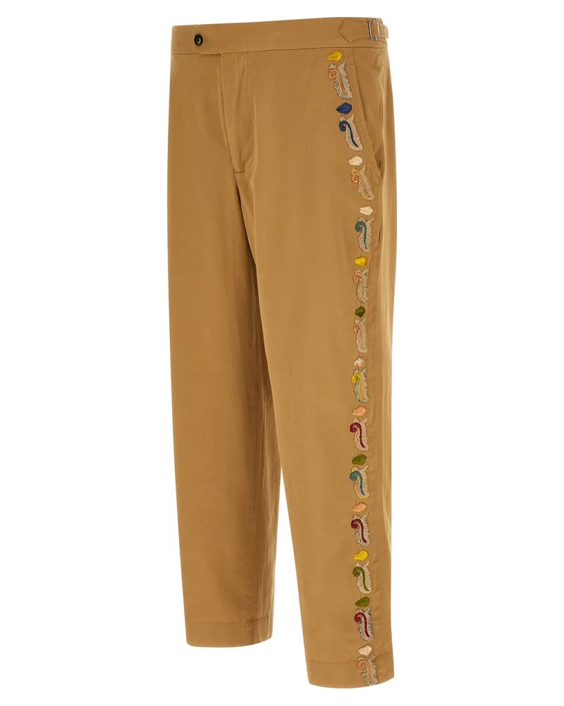 BODE Men's Beige Cotton Casual Pants Beige