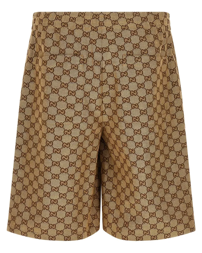 Gucci Men's Beige Linen Bermuda Shorts Beige
