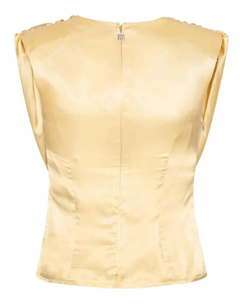 ROTATE Birger Christensen Women's Top Waterfall Italian Straw Tops Beige