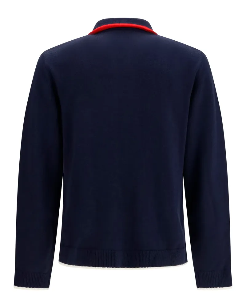 Casablanca Paris Men Merino Wool Sports Jacket Navy Ovis Aries Navy