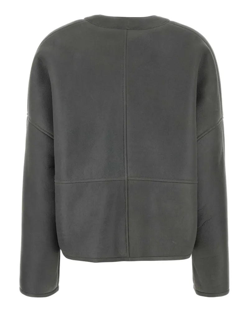 Loewe Lightgrey Exterior: Shearling Giacche Pelle Jacket Gray