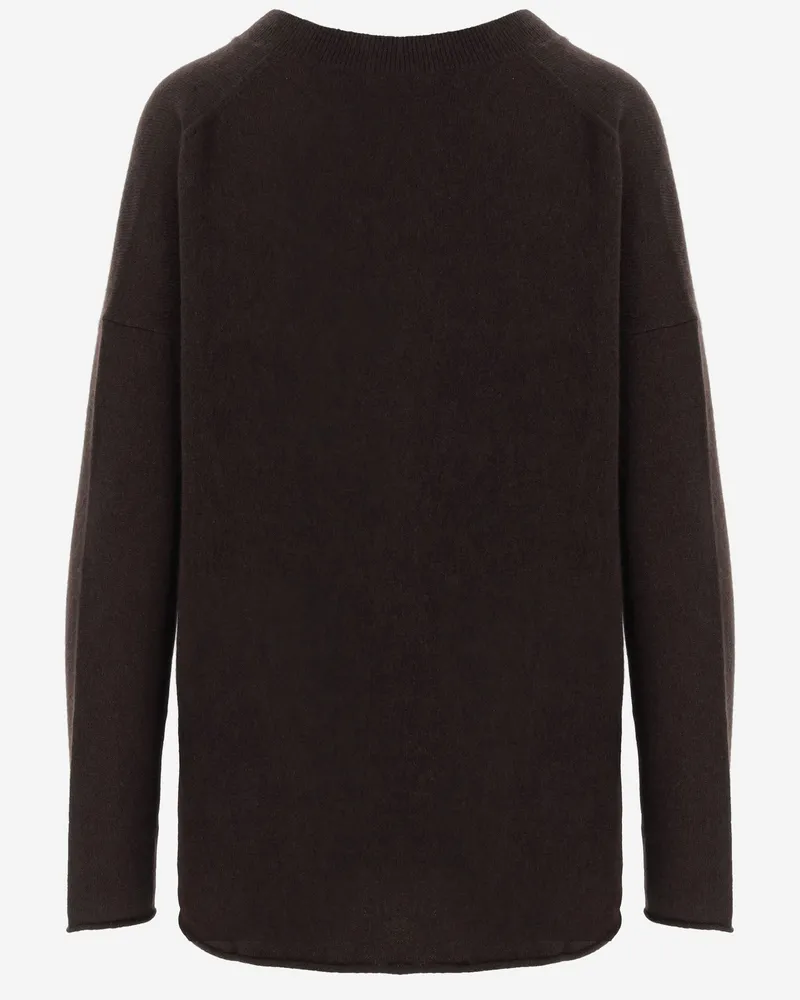 ALLUDE Women's Cashmere Sweater Dark Brown Brown
