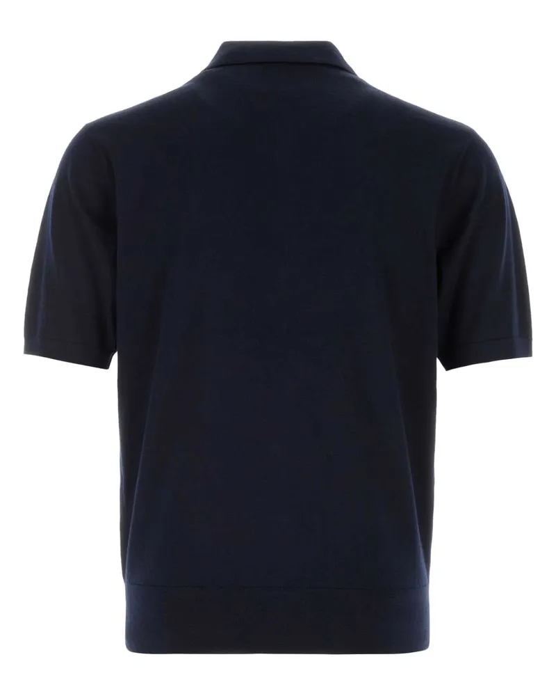 Dries van Noten Men's Navy Blue Wool Murice Solo Shirt Exterior: Merino Maglie Sweater Navy