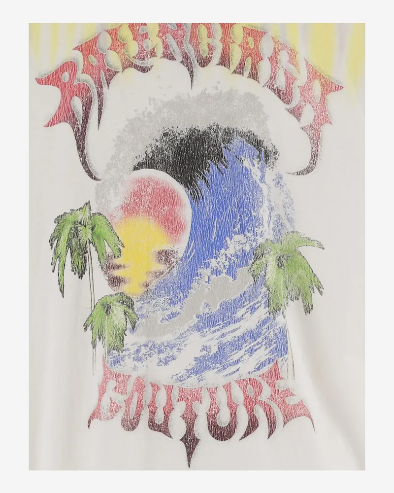 Balenciaga Men's Cotton T-Shirt Tie-Dye Multicolour T-Shirts And Polos White