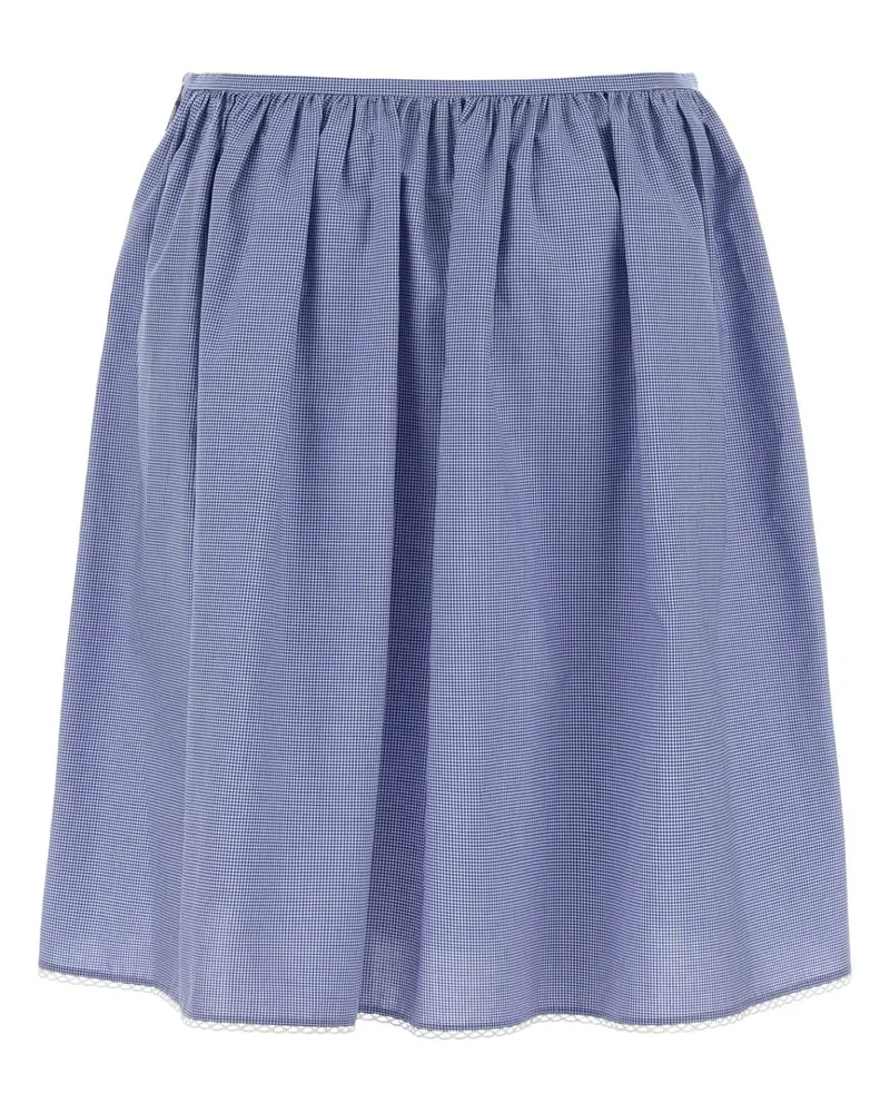 Miu Miu Women's Embroidered Cotton Skirt Biancoazzurro Exterior: Gonne Blue