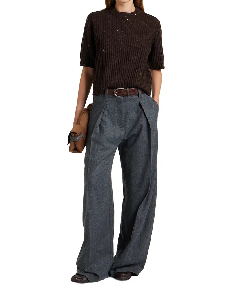 Brunello Cucinelli Sequin-Embellished Cashmere-Wool Sweater 