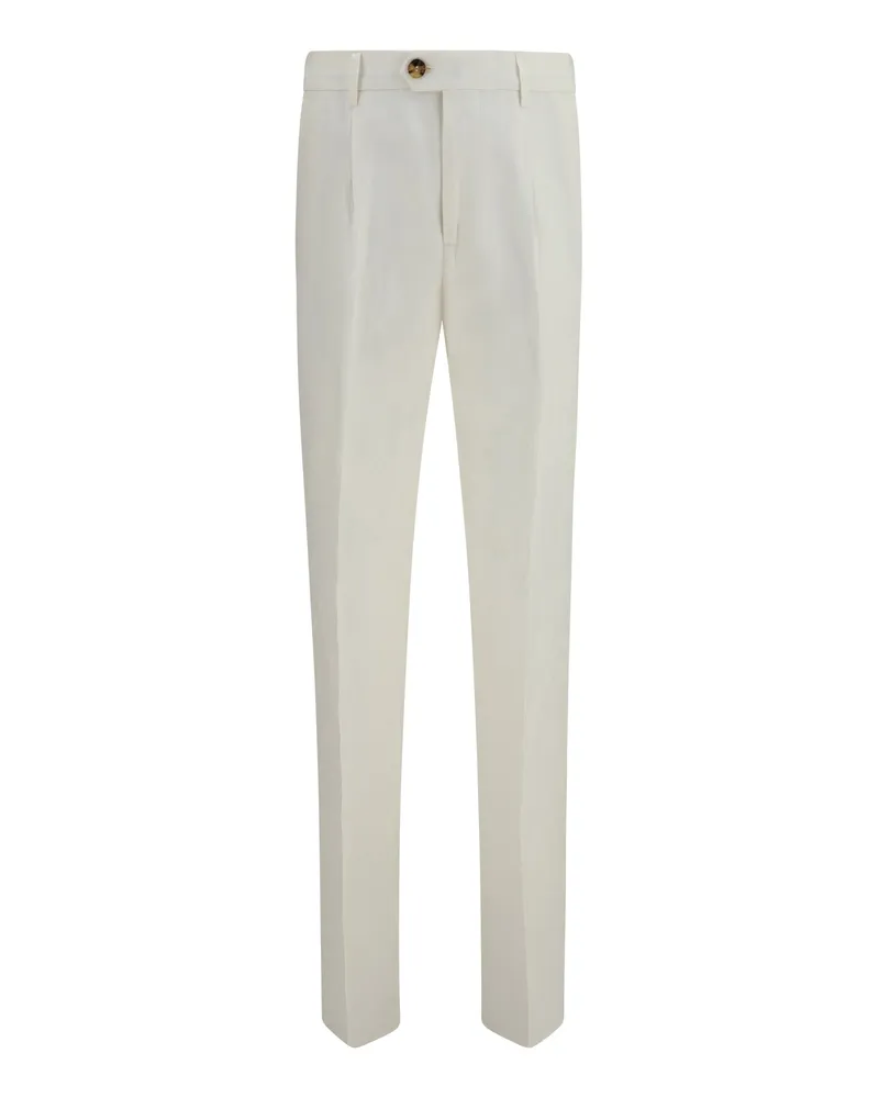 Brunello Cucinelli Men's Tailored Linen Trousers White White