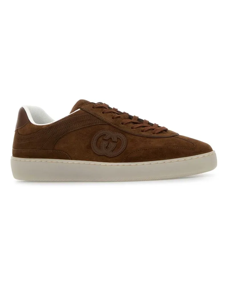 Gucci Men's Brown Suede G75 Sneakers Beige Brown