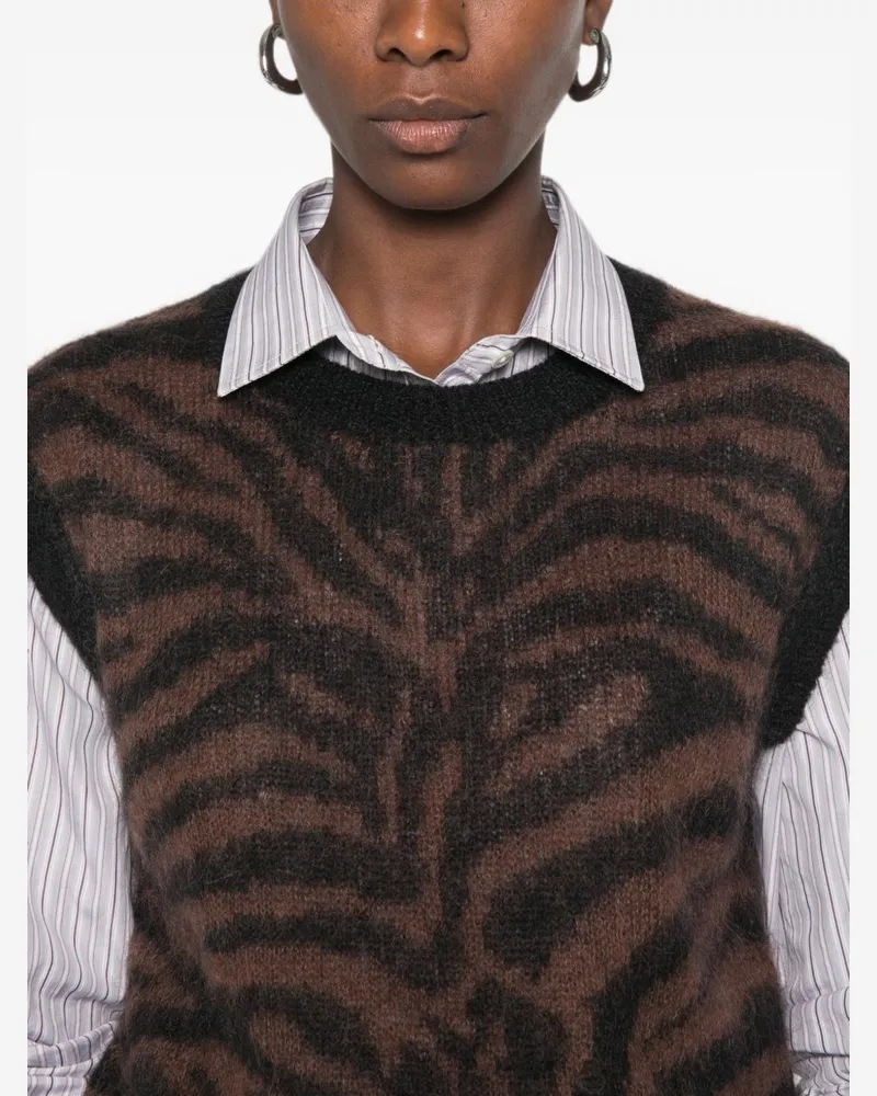 P.A.R.O.S.H. Zebra-Pattern Knit Tank Top — Black Black