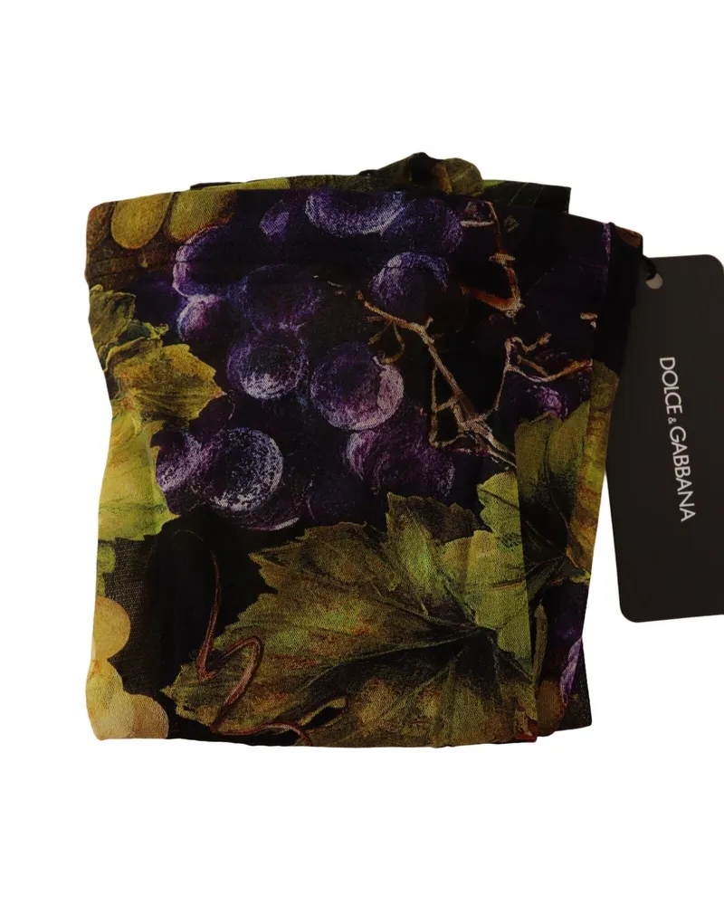 Dolce & Gabbana Women's Black Grapes Print Stockings Tights Nylon Clothing Black