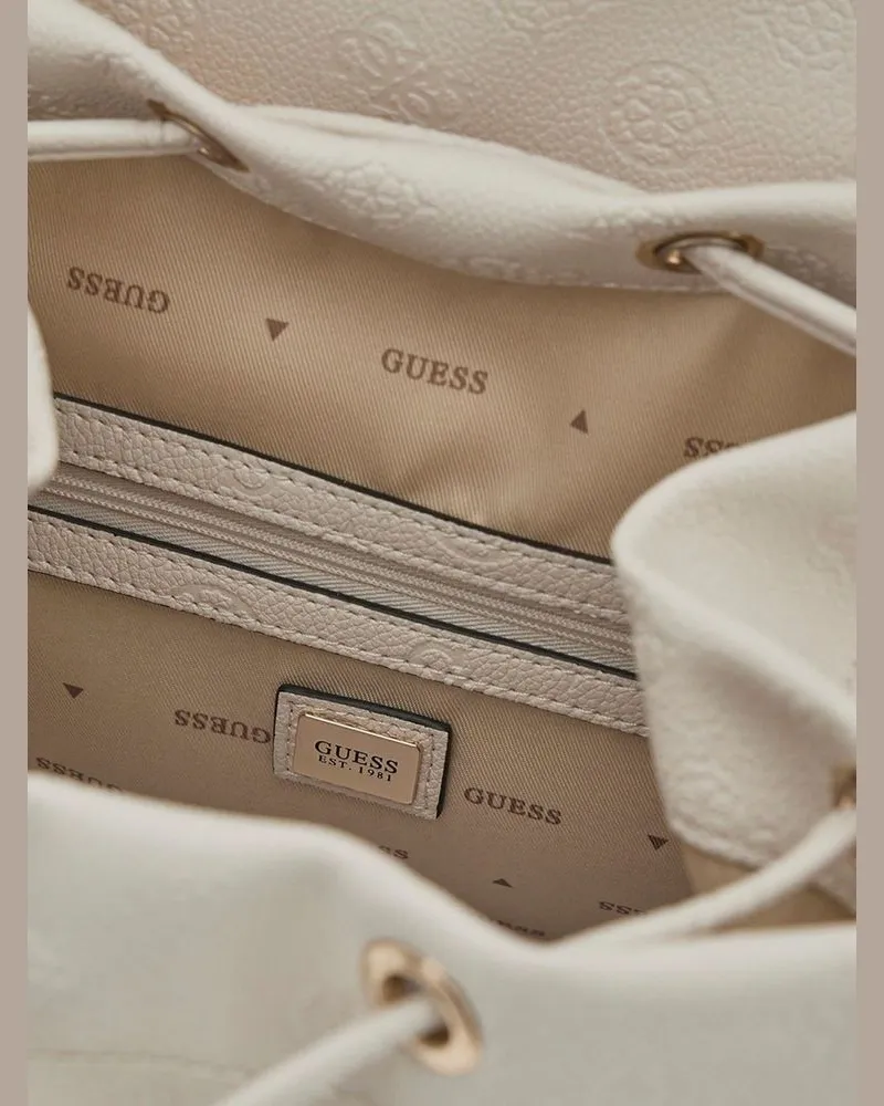 Guess Women's Backpack Stone Logo Polyurethane Bags - Backpacks Beige