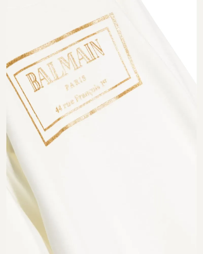 Balmain Logo-Embroidered Cotton Dress — White White