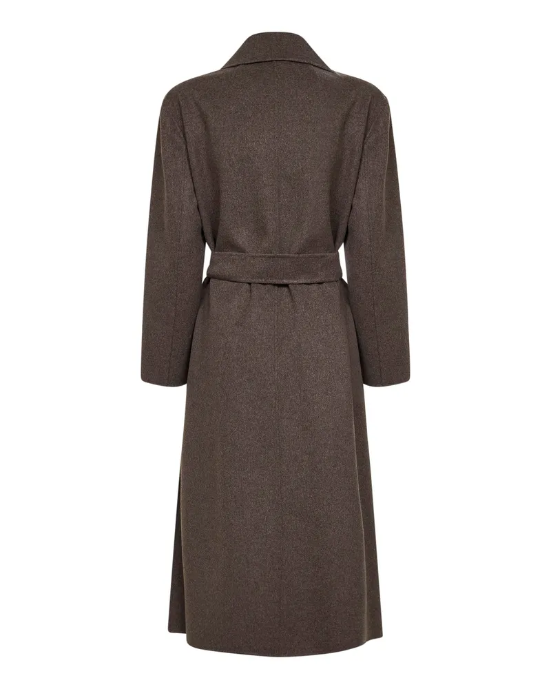 Max Mara Double-Faced Virgin Wool Wrap Coat — Brown Brown