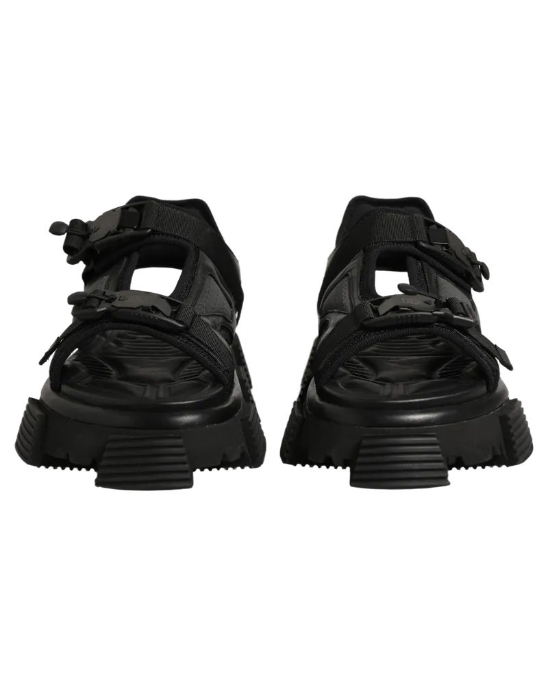 Dolce & Gabbana Logo-Detailed Leather Sandals — Black Black
