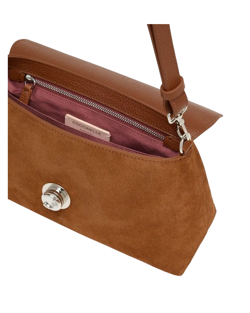 Coccinelle Suede Shoulder Bag — Brown Brown