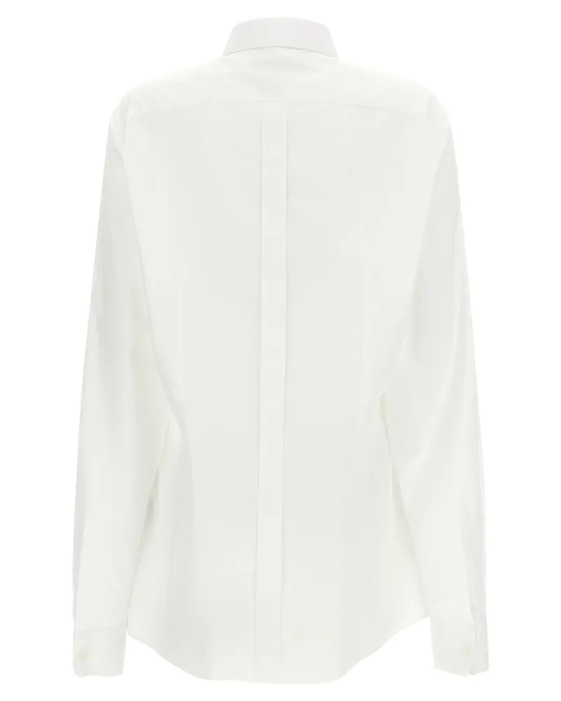 Dolce & Gabbana Textured Front Plastron Tuxedo Shirt — White White