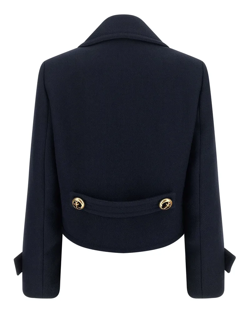 Balenciaga Double-Breasted Wool Blazer — Navy Navy
